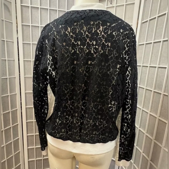 INC,Woman,Spring Casual Jacket,Black-White,Sz L,Cotton-Nylon, Elastic lace,Zip. - Picture 3 of 10